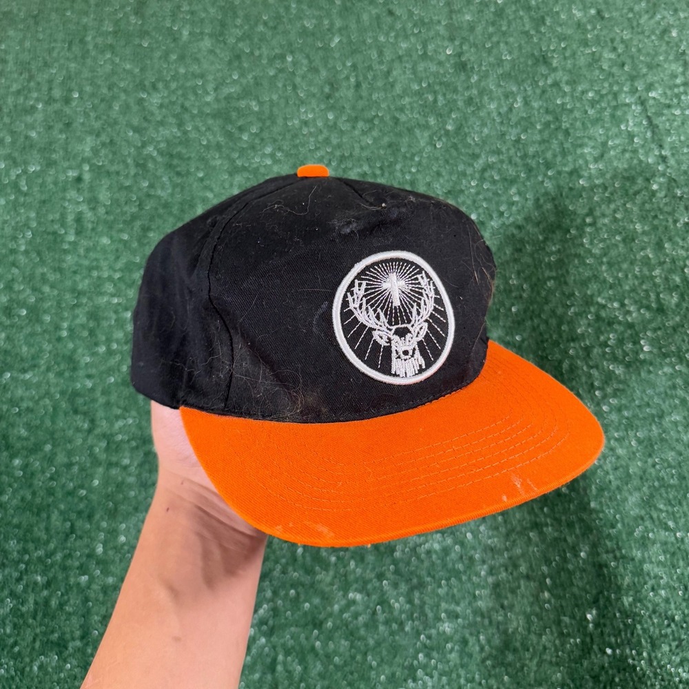 Jagermeister Snapback Hat Black Orange Embroidered Logo One Size Fits All